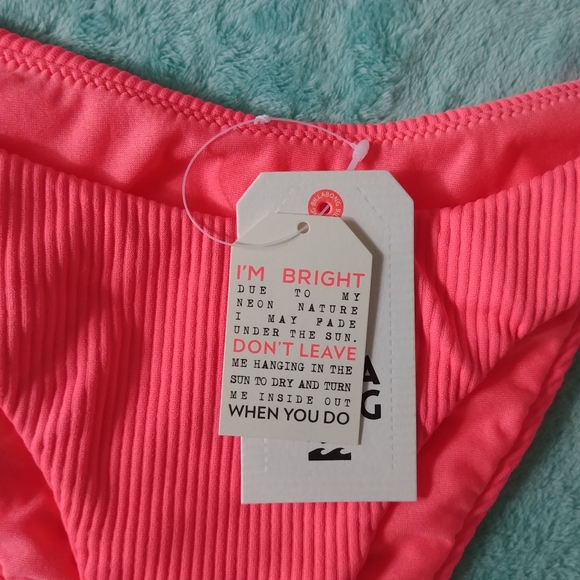 Billabong Swim Billabong Neon Crop Coral Ribbed High Leg Bikini